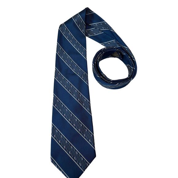 Robert Talbott Mens Finest Silk Neck Tie Blue Diagonal Stripe Design Made in USA - Picture 2 of 4